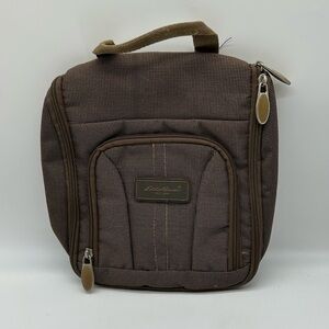 Eddie Bauer Travel Organizer Brown with Zippers Pockets Toiletries Dopp